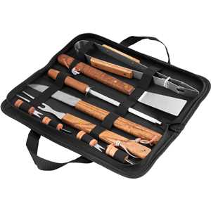 Jogo de utensílios para churrasco, em aço inox, com 10 peças, VONDER