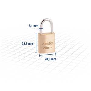 Cadeado de latão 30 mm, encartelado, VONDER