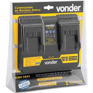 Carregador de bateria duplo, 18 V, linha intercambiável, carregamento rápido, ICBV 1842, VONDER