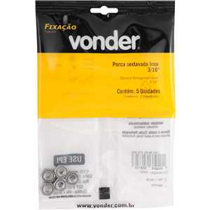 Porca sextavada inox, 3/16" BSW, VONDER