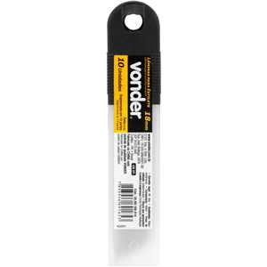 Lâmina para estilete 18 mm, 14 divisões, tubete com 10 peças, VONDER