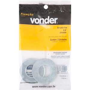 Arruela lisa 3/4", zincada, cartela com 2 peças, VONDER