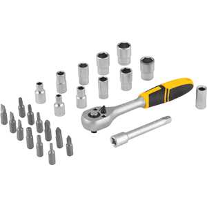 Jogo de soquetes e ponteiras com encaixe de 1/4", 4 mm a 13 mm, com 25 peças VONDER