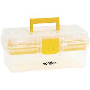 Caixa plástica para ferramentas, transparente e amarela, com 1 bandeja, CPV 0300, VONDER