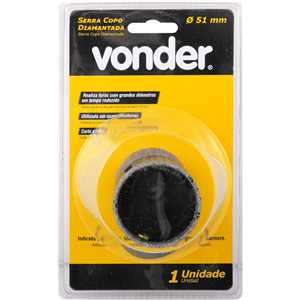 Serra copo diamantada, 51 mm, para esmerilhadeira, VONDER