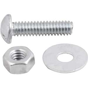 Parafuso máquina zincado cabeça redonda, 1/4" x 1", com porca e arruela lisa, VONDER