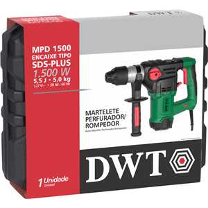 Martelete perfurador/rompedor SDS PLUS, 1.500 W, 127 V~, MPD 1500N, com maleta DWT
