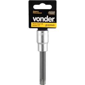 Soquete hexalobular macho longo, encaixe de 1/2", T55, VONDER