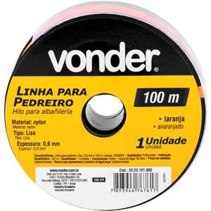 Linha para pedreiro, lisa, 0,8 mm x 100 m, laranja, VONDER