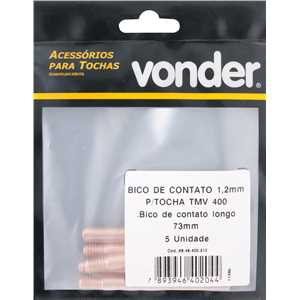 Bico de contato 1,2 mm x 73 mm, para tocha TMV 400, VONDER
