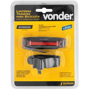 Lanterna traseira para bicicleta, recarregável, VONDER