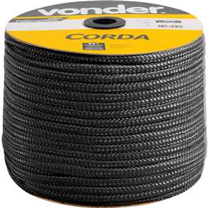 Corda multifilamento trançada 12,0 mm x 140 m, preta, em carretel, VONDER