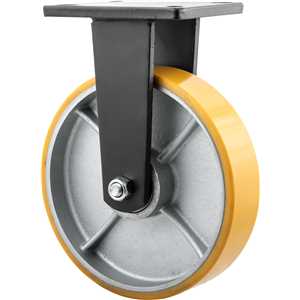 Rodízio fixo industrial 8", de poliuretano e ferro fundido, laranja, VONDER