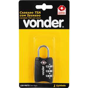Cadeado TSA com segredo, 3 algarismos, preto, VONDER