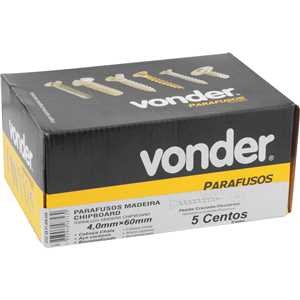 Parafuso madeira chipboard, cabeça chata, fenda cruzada/pozidrive, 4,0 mm x 60,0 mm, VONDER