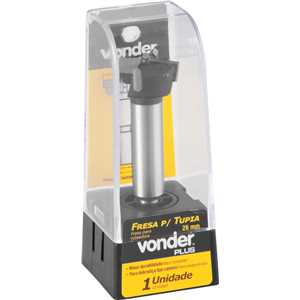 Fresa com dentes de vídea/metal duro para dobradiça tipo caneco, 26 mm, com 2 dentes, VONDER PLUS