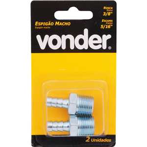 Espigão rosca macho de 3/8" NPT com escama de 5/16", cartela com 2 peças, VONDER
