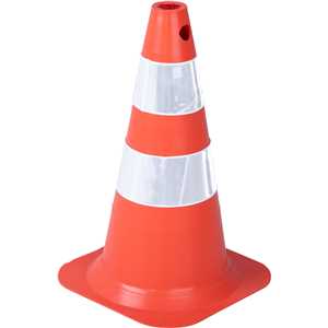 Cone de sinalização com 50 cm flexível, branco e laranja, em PVC, VONDER