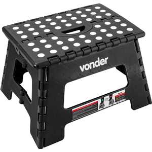 Banqueta plástica dobrável, preta, altura 220 mm, VONDER