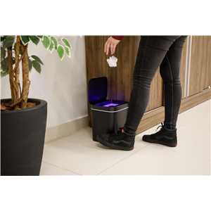 Lixeira retangular com sensor de abertura, bateria recarregável, 12 litros, plástica, preta, VONDER