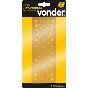 Lixa retangular com costado em papel com fibra de poliéster, 70 mm x 197 mm, grão 60, embalagem com 10 peças, VONDER