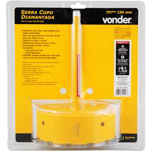 Serra copo diamantada 150 mm, com haste, VONDER