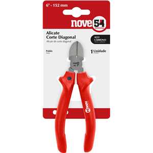 Alicate corte diagonal 6", em aço carbono polido, NOVE54