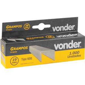Grampo 19 mm, para grampeador/pinador elétrico GPE 916, caixa com 1.000, VONDER
