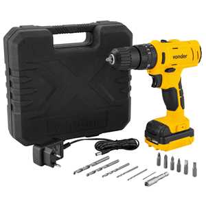 Parafusadeira/furadeira de impacto a bateria, 12 V, fonte de carregamento bivolt automática, PFV 120I VONDER