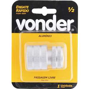 Engate rápido para mangueira 1/2", de alumínio, passagem livre, VONDER