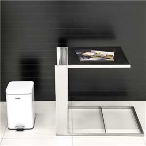 Lixeira retangular, 12 litros, inox, branca, VONDER