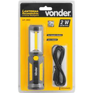 Lanterna recarregável de inspeção, 2 W COB + 3 LEDs, LR 180I, VONDER
