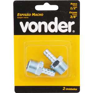 Espigão rosca macho de 1/2" NPT com escama de 3/8", cartela com 2 peças, VONDER