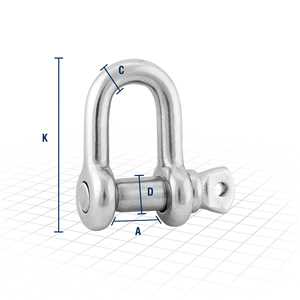 Manilha reta para cabo de aço, 5/16", aço inox, VONDER