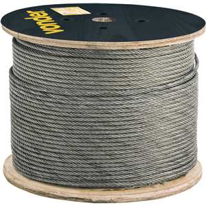 Cabo de aço galvanizado, alma de fibra, 1,59 mm - 1/16", 6 x 7, VONDER