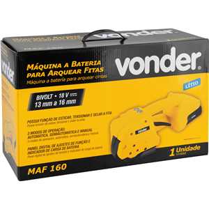 Máquina a bateria 18 V para arquear fitas, 13 mm a 16 mm, MAF 160 VONDER