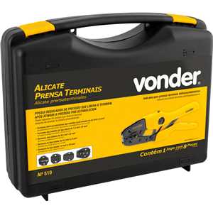 Alicate prensa terminais 5 em 1, terminais eletricos, 0,5 mm² a 35,0 mm², AP 510, VONDER