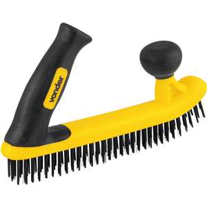 Escova manual com cerdas de aço, 5 fileiras, com cabo ergonômico de plástico, VONDER