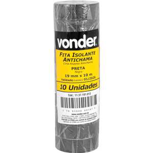 Fita isolante, 19,0 mm x 10 m, preta, VONDER