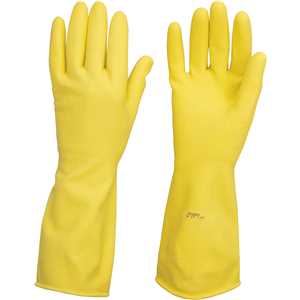 Luva de látex, tamanho G, cor amarela, antiderrapante, com forro, VONDER