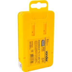 Jogo de bits/ponteiras, com 15 peças, encaixe sextavado 1/4", com engate rápido, VONDER