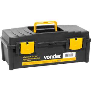 Caixa plástica para ferramentas, preta e amarela, com 1 bandeja, VD 4038, VONDER
