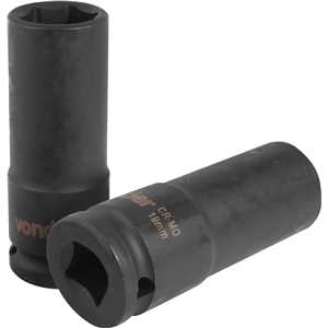 Soquete sextavado longo de impacto, 19 mm, encaixe de 1/2", VONDER