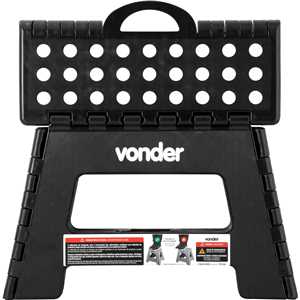 Banqueta plástica dobrável, preta, altura 220 mm, VONDER