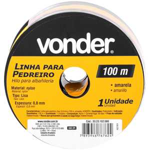 Linha para pedreiro, lisa, 0,8 mm x 100 m, amarela, VONDER