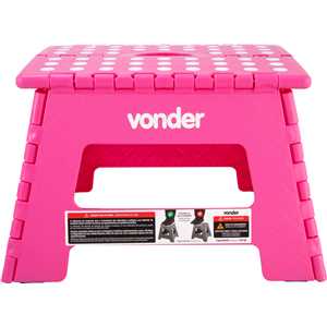 Banqueta plástica dobrável, rosa, altura 220 mm, VONDER