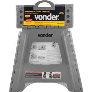 Banqueta plástica dobrável, cinza, altura 360 mm, VONDER