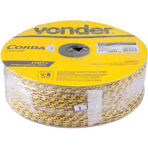 Corda multifilamento trançada 4,0 mm x 360 m, cores diversas, VONDER