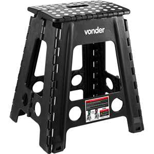 Banqueta plástica dobrável, preta, altura 450 mm, VONDER