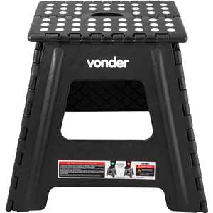 Banqueta plástica dobrável, preta, altura 360 mm, VONDER